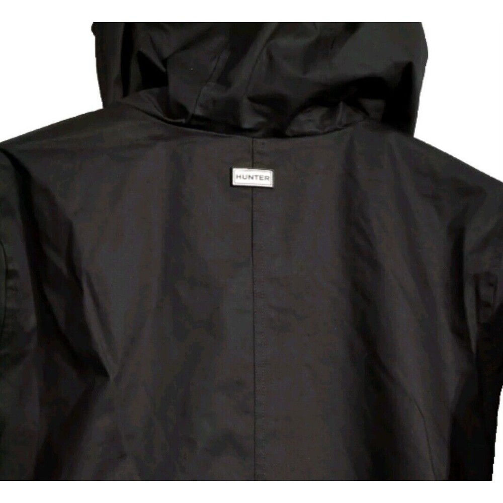 HUNTER Women's Size XS Cotton Smock Hooded Rain Jacket Water Resistant Black - Picture 6 of 12
